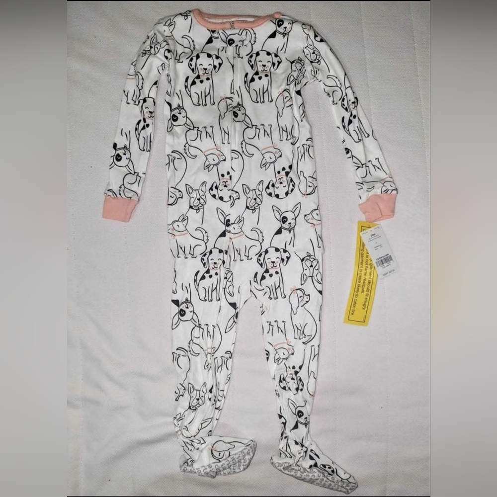 Carter's White and Pink Animal Print Footie